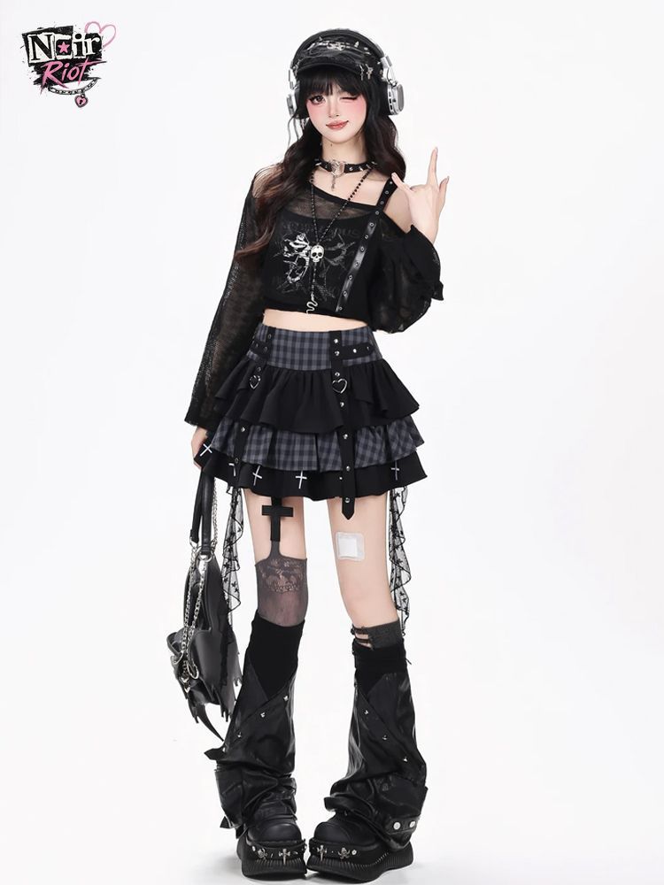 Elastic Lace Trim - Y2K Punk Gothic Kawaii 3-częściowy zestaw