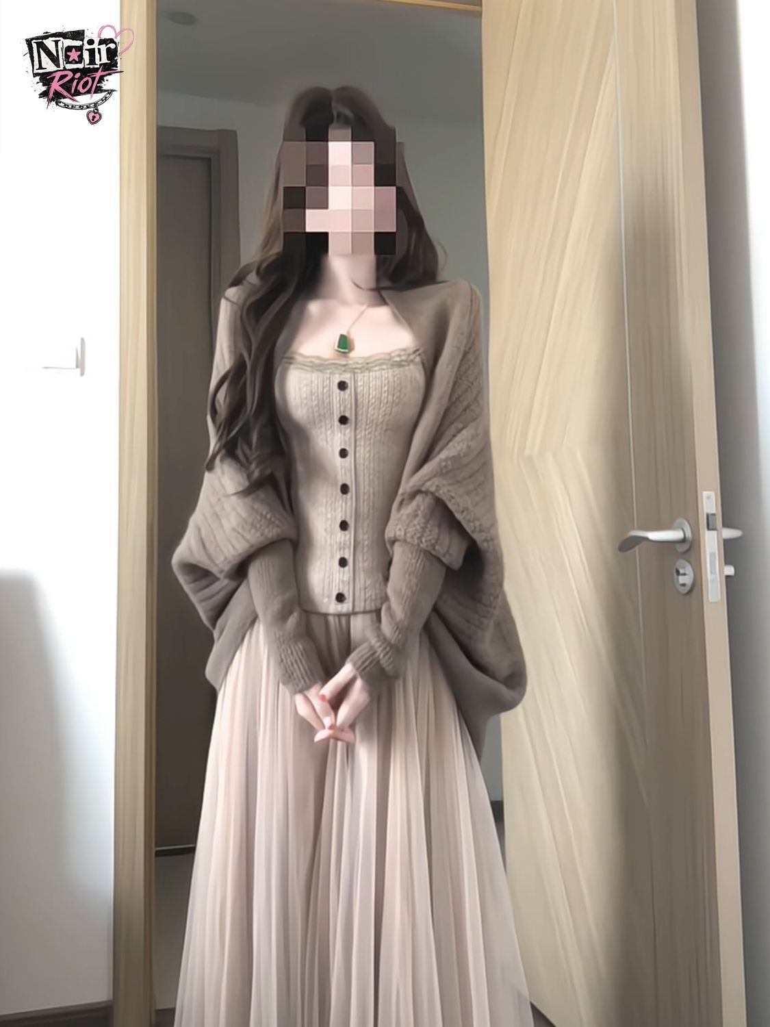 Elastic Lace Trim - Elegancki koreański zestaw składający się z