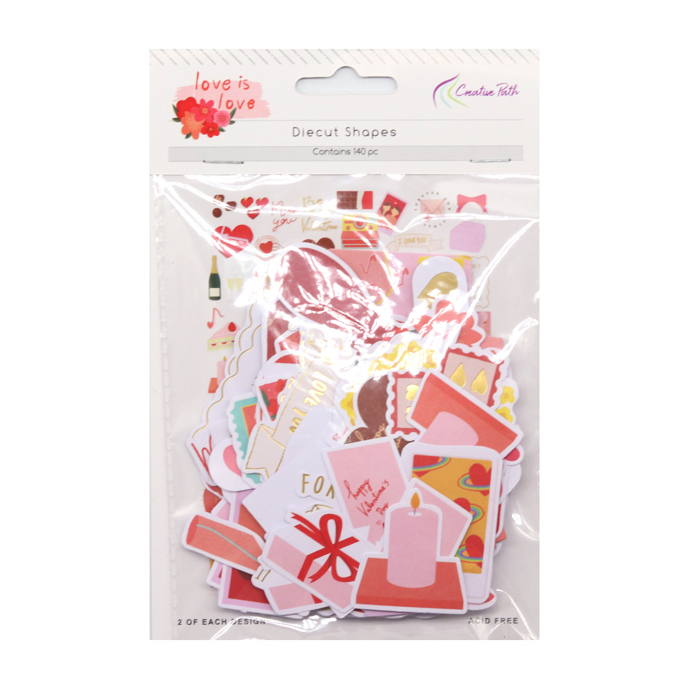 Embellishments For Scrapbooking - Creative Path 140 szt. różowo-czerwone serduszka