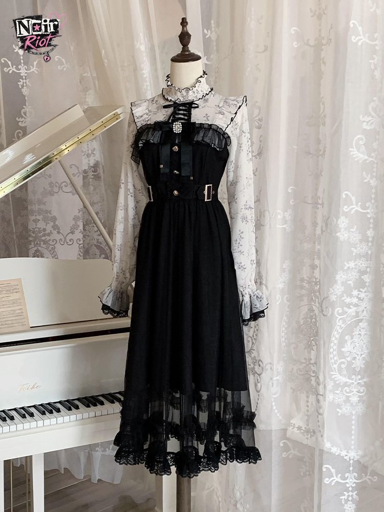 Elastic Lace Trim - Francuska sukienka w stylu vintage Lolita,