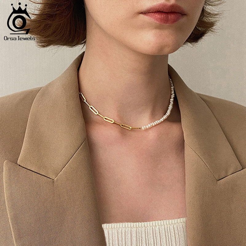 ORSA JEWELS Naszyjnik z półper – Pearl Trim Chain recenzja i cena