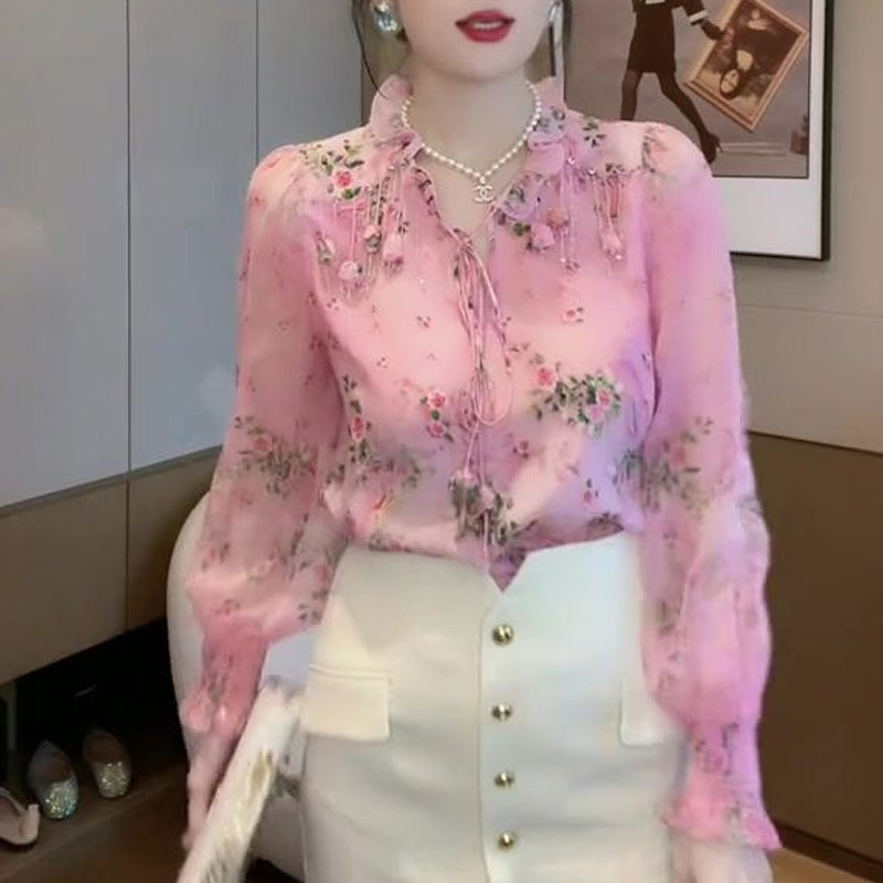 Koreańska bluzka z nadrukiem z – Tassel Fringe Trim recenzja i cena