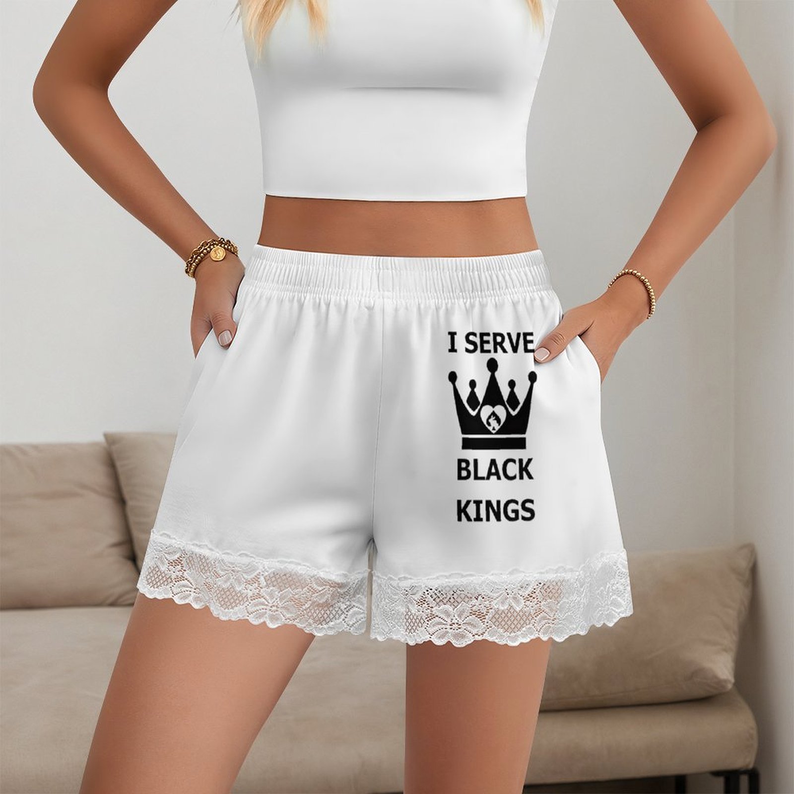 Damskie spodnie do spania z ko – Elastic Lace Trim recenzja i cena